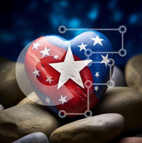 Intra Συλλεκτικό Ξύλινο Παζλ Plywood  4mm - Πατριωτικό Ροκ σε σχήμα καρδιάς Σε Ξύλινο Κουτί - Διαστάσεις Puzzle: 10x10 cm – 25 κομμάτια - Image 1