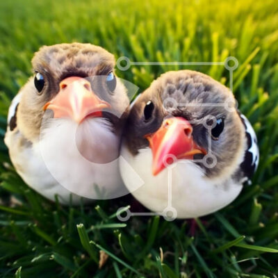 Intra Συλλεκτικό Ξύλινο Παζλ Plywood  4mm - Δύο πουλιά που αλληλεπιδρούν στο γρασίδι Σε Ξύλινο Κουτί - Διαστάσεις: 10x10 cm – 25 κομμάτια - Image 1