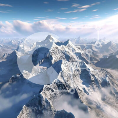 Intra Συλλεκτικό Ξύλινο Παζλ Plywood  4mm - Αεροφωτογραφία με χιονισμένη οροσειρά Σε Ξύλινο Κουτί - Διαστάσεις: 10x10 cm – 25 κομμάτια - Image 1