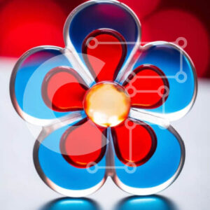 Intra Συλλεκτικό Ξύλινο Παζλ Plywood  4mm - Πολύχρωμο αντικείμενο σε σχήμα λουλουδιού σε πορτοκαλί φόντο Σε Ξύλινο Κουτί - Διαστάσεις Puzzle: 10x10 cm – 25 κομμάτια