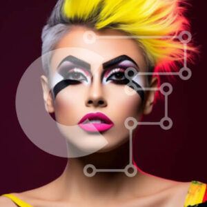 Intra Συλλεκτικό Ξύλινο Παζλ Plywood  4mm - Γυναίκα με έντονα χρωματιστά μαλλιά και πολύχρωμο μακιγιάζ Σε Ξύλινο Κουτί - Διαστάσεις Puzzle: 10x10 cm – 25 κομμάτια