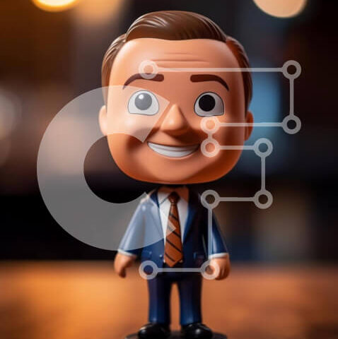 Intra Συλλεκτικό Ξύλινο Παζλ Plywood  4mm - Bobblehead ειδώλιο του χαμογελαστού άνδρα Σε Ξύλινο Κουτί - Διαστάσεις: 10x10 cm – 25 κομμάτια - Image 1