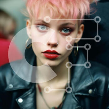 Intra Συλλεκτικό Ξύλινο Παζλ Plywood  4mm - Νεαρή γυναίκα με ροζ μαλλιά και τατουάζ Σε Ξύλινο Κουτί - Διαστάσεις Puzzle: 10x10 cm – 25 κομμάτια - Image 1