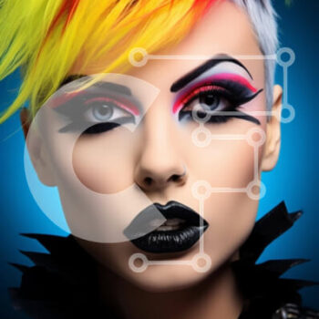 Intra Συλλεκτικό Ξύλινο Παζλ Plywood  4mm - Γυναίκα με έντονα χρωματιστά μαλλιά και πολύχρωμο μακιγιάζ Σε Ξύλινο Κουτί - Διαστάσεις Puzzle: 10x10 cm – 25 κομμάτια - Image 1