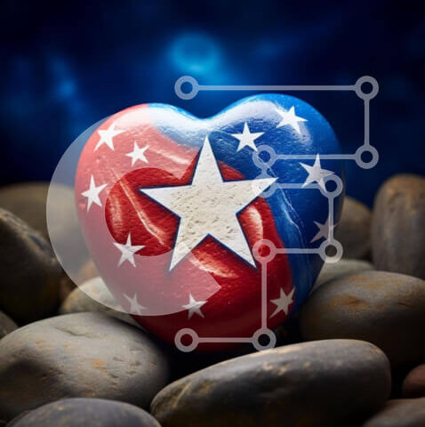 Intra Συλλεκτικό Ξύλινο Παζλ Plywood  4mm - Διακόσμηση βράχου σε σχήμα καρδιάς με αστέρια Σε Ξύλινο Κουτί - Διαστάσεις: 10x10 cm – 25 κομμάτια - Image 1