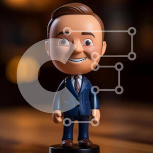 Intra Συλλεκτικό Ξύλινο Παζλ Plywood  4mm - Ειδώλιο Bobblehead σε μπλε και μαύρο ένδυμα Σε Ξύλινο Κουτί - Διαστάσεις: 10x10 cm – 25 κομμάτια