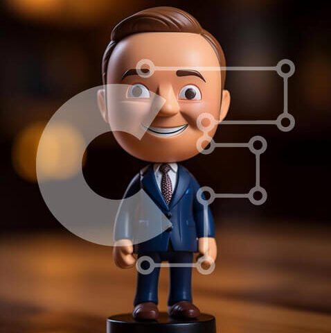 Intra Συλλεκτικό Ξύλινο Παζλ Plywood 4mm - Ειδώλιο Bobblehead σε μπλε και μαύρο ένδυμα Σε Ξύλινο Κουτί - Διαστάσεις: 10x10 cm – 25 κομμάτια - Image 1