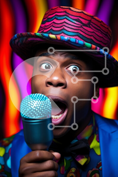 Intra Συλλεκτικό Ξύλινο Παζλ Plywood  4mm - Ενθουσιασμένος άνθρωπος που παίζει με μικρόφωνο Σε Ξύλινο Κουτί - Διαστάσεις Puzzle: 10x10 cm – 25 κομμάτια