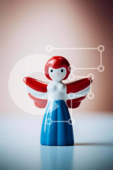 Intra Συλλεκτικό Ξύλινο Παζλ Plywood  4mm - Μικρό ειδώλιο αγγέλου με κόκκινα και λευκά φτερά Σε Ξύλινο Κουτί - Διαστάσεις: 10x10 cm – 25 κομμάτια