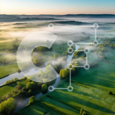 Intra Συλλεκτικό Ξύλινο Παζλ Plywood  4mm - Εναέρια άποψη του καταπράσινου τοπίου με τον ποταμό και την ομίχλη Σε Ξύλινο Κουτί - Διαστάσεις: 10x10 cm – 25 κομμάτια - Image 1