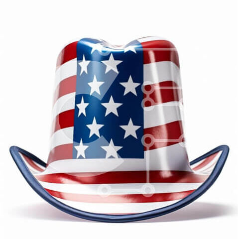 Intra Συλλεκτικό Ξύλινο Παζλ Plywood  4mm - Κόκκινο, λευκό και μπλε καπέλο αμερικανικής σημαίας Σε Ξύλινο Κουτί - Διαστάσεις Puzzle: 10x10 cm – 25 κομμάτια - Image 1