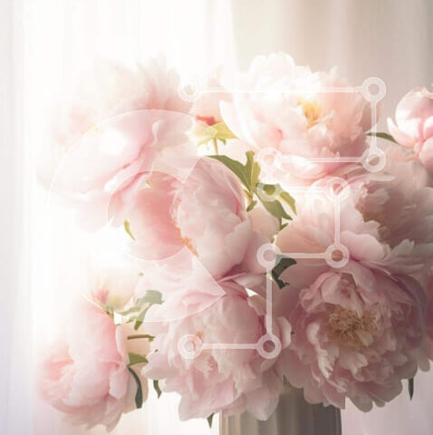 Intra Συλλεκτικό Ξύλινο Παζλ Plywood  4mm - Ροζ παιώνιες σε λευκό βάζο από ανοιχτό παράθυρο Σε Ξύλινο Κουτί - Διαστάσεις: 10x10 cm – 25 κομμάτια - Image 1