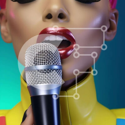 Intra Συλλεκτικό Ξύλινο Παζλ Plywood  4mm - Δονούμενη γυναίκα που τραγουδά στο μικρόφωνο Σε Ξύλινο Κουτί - Διαστάσεις Puzzle: 10x10 cm – 25 κομμάτια - Image 1