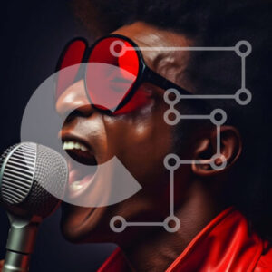 Intra Συλλεκτικό Ξύλινο Παζλ Plywood  4mm - Άνδρας που τραγουδά με κόκκινα γυαλιά ηλίου και μικρόφωνο Σε Ξύλινο Κουτί - Διαστάσεις Puzzle: 10x10 cm – 25 κομμάτια