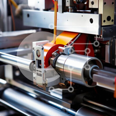 Intra Συλλεκτικό Ξύλινο Παζλ Plywood 4mm - Βιομηχανική μηχανή σε πορτοκαλί και κόκκινο χρώμα Σε Ξύλινο Κουτί - Διαστάσεις Puzzle: 10x10 cm – 25 κομμάτια - Image 1