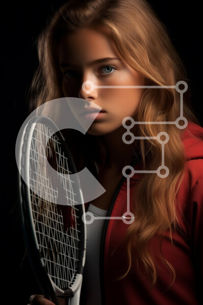 Intra Συλλεκτικό Ξύλινο Παζλ Plywood  4mm - Νεαρή γυναίκα με πορτοκαλί ρακέτα τένις Σε Ξύλινο Κουτί - Διαστάσεις Puzzle: 10x10 cm – 25 κομμάτια