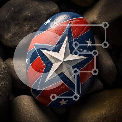 Intra Συλλεκτικό Ξύλινο Παζλ Plywood 4mm - Πατριωτική Ροκ Διακόσμηση σε Χρώματα Η.Π.Α Σε Ξύλινο Κουτί - Διαστάσεις Puzzle: 10x10 cm – 25 κομμάτια - Image 1