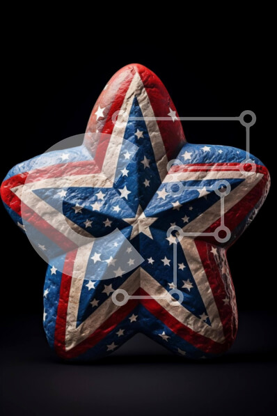 Intra Συλλεκτικό Ξύλινο Παζλ Plywood  4mm - Αντικείμενο αμερικανικής σημαίας σε σχήμα αστεριού Σε Ξύλινο Κουτί - Διαστάσεις Puzzle: 10x10 cm – 25 κομμάτια