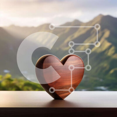 Intra Συλλεκτικό Ξύλινο Παζλ Plywood 4mm - Ξύλινο αντικείμενο σε σχήμα καρδιάς με θέα στο βουνό Σε Ξύλινο Κουτί - Διαστάσεις Puzzle: 10x10 cm – 25 κομμάτια - Image 1