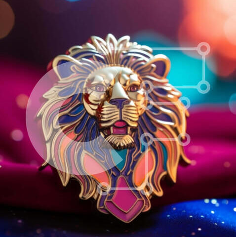 Intra Συλλεκτικό Ξύλινο Παζλ Plywood  4mm - Καρφίτσα σμάλτου σε σχήμα λιονταριού Σε Ξύλινο Κουτί - Διαστάσεις: 10x10 cm – 25 κομμάτια - Image 1