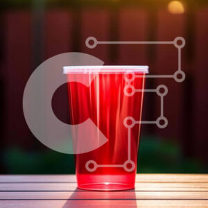 Intra Συλλεκτικό Ξύλινο Παζλ Plywood  4mm - Άδειο κόκκινο κύπελλο στο ξύλινο τραπέζι Σε Ξύλινο Κουτί - Διαστάσεις: 10x10 cm – 25 κομμάτια