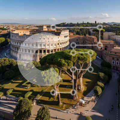 Intra Συλλεκτικό Ξύλινο Παζλ Plywood 4mm - Εναέρια άποψη του Κολοσσαίου στη Ρώμη, Ιταλία Σε Ξύλινο Κουτί - Διαστάσεις Puzzle: 10x10 cm – 25 κομμάτια - Image 1