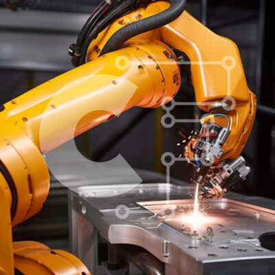 Intra Συλλεκτικό Ξύλινο Παζλ Plywood 4mm - Ρομποτικός βραχίονας συγκόλλησης μεταλλικών εξαρτημάτων σε βιομηχανικό περιβάλλον Σε Ξύλινο Κουτί - Διαστάσεις Puzzle: 10x10 cm – 25 κομμάτια - Image 1