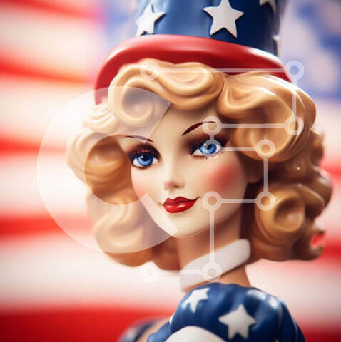 Intra Συλλεκτικό Ξύλινο Παζλ Plywood 4mm - Πατριωτική κούκλα με καπέλο αμερικανικής σημαίας Σε Ξύλινο Κουτί - Διαστάσεις: 10x10 cm – 25 κομμάτια - Image 1