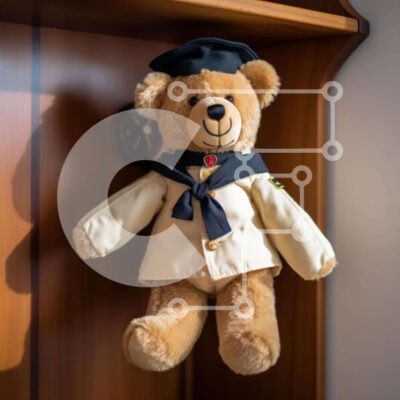 Intra Συλλεκτικό Ξύλινο Παζλ Plywood  4mm - Καφέ αρκουδάκι με ενδυμασία ναύτη που κρεμιέται στον τοίχο Σε Ξύλινο Κουτί - Διαστάσεις: 10x10 cm – 25 κομμάτια - Image 1