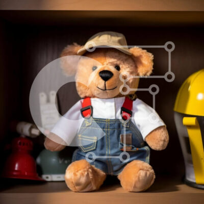 Intra Συλλεκτικό Ξύλινο Παζλ Plywood  4mm - Αρκουδάκι με φόρμες στο ράφι Σε Ξύλινο Κουτί - Διαστάσεις: 10x10 cm – 25 κομμάτια - Image 1