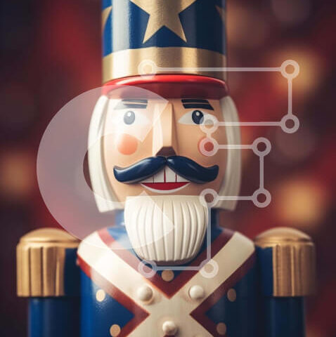 Intra Συλλεκτικό Ξύλινο Παζλ Plywood  4mm - Πατριωτικός Ξύλινος Καρυοθραύστης σε κόκκινο, λευκό και μπλε Σε Ξύλινο Κουτί - Διαστάσεις Puzzle: 10x10 cm – 25 κομμάτια - Image 1