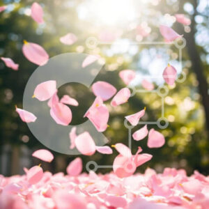 Intra Συλλεκτικό Ξύλινο Παζλ Plywood  4mm - Σκόρπιση ροζ πετάλων που επιπλέουν στον αέρα Σε Ξύλινο Κουτί - Διαστάσεις: 10x10 cm – 25 κομμάτια