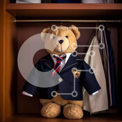 Intra Συλλεκτικό Ξύλινο Παζλ Plywood  4mm - Αρκουδάκι με κοστούμι σε ξύλινα ράφια Σε Ξύλινο Κουτί - Διαστάσεις: 10x10 cm – 25 κομμάτια - Image 1