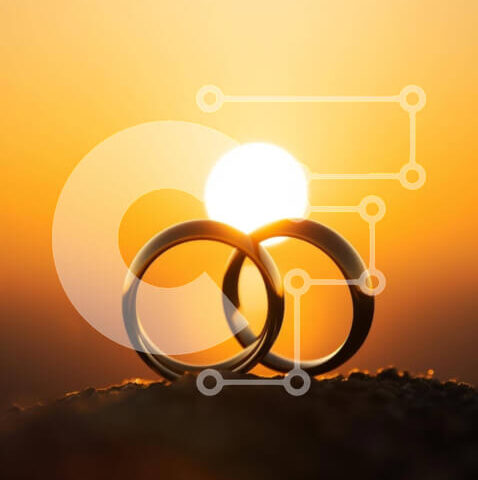 Intra Συλλεκτικό Ξύλινο Παζλ Plywood 4mm - Ρομαντικές βέρες με φόντο ηλιοβασίλεμα Σε Ξύλινο Κουτί - Διαστάσεις: 10x10 cm – 25 κομμάτια - Image 1