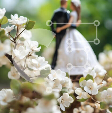 Intra Συλλεκτικό Ξύλινο Παζλ Plywood  4mm - Παιχνίδι ζευγάρι στα λευκά λουλούδια Σε Ξύλινο Κουτί - Διαστάσεις Puzzle: 10x10 cm – 25 κομμάτια - Image 1