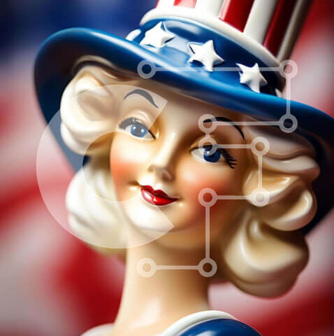 Intra Συλλεκτικό Ξύλινο Παζλ Plywood 4mm - Πατριωτικό ειδώλιο με καπέλο αμερικανικής σημαίας Σε Ξύλινο Κουτί - Διαστάσεις Puzzle: 10x10 cm – 25 κομμάτια - Image 1