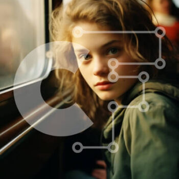 Intra Συλλεκτικό Ξύλινο Παζλ Plywood  4mm - Νεαρό κορίτσι στο τρένο που κοιτάζει έξω από το παράθυρο Σε Ξύλινο Κουτί - Διαστάσεις Puzzle: 10x10 cm – 25 κομμάτια - Image 1