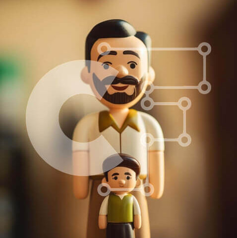 Intra Συλλεκτικό Ξύλινο Παζλ Plywood 4mm - Παιχνίδι ειδώλιο του ηλικιωμένου άνδρα και κόρης Σε Ξύλινο Κουτί - Διαστάσεις Puzzle: 10x10 cm – 25 κομμάτια - Image 1