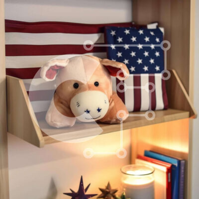 Intra Συλλεκτικό Ξύλινο Παζλ Plywood  4mm - Διακόσμηση ραφιών με βιβλία, κεριά και αμερικανική σημαία Σε Ξύλινο Κουτί - Διαστάσεις: 10x10 cm – 25 κομμάτια - Image 1