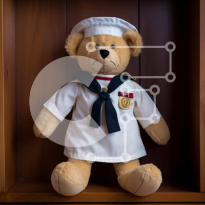 Intra Συλλεκτικό Ξύλινο Παζλ Plywood  4mm - Teddy Bear με ενδυμασία Sailor Σε Ξύλινο Κουτί - Διαστάσεις: 10x10 cm – 25 κομμάτια - Image 1
