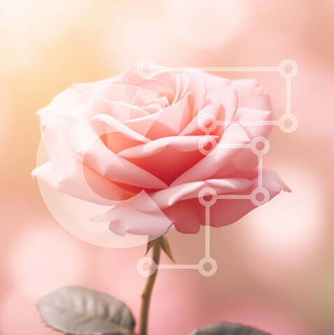 Intra Συλλεκτικό Ξύλινο Παζλ Plywood 4mm - Μονό ροζ τριαντάφυλλο με φωτισμό Bokeh Σε Ξύλινο Κουτί - Διαστάσεις: 10x10 cm – 25 κομμάτια - Image 1