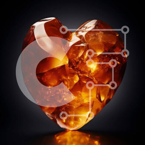 Intra Συλλεκτικό Ξύλινο Παζλ Plywood 4mm - Κεχριμπάρι σε σχήμα καρδιάς Σε Ξύλινο Κουτί - Διαστάσεις Puzzle: 10x10 cm – 25 κομμάτια - Image 1