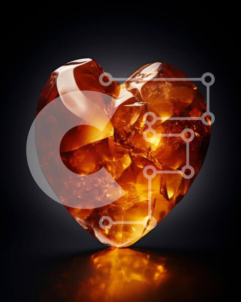 Intra Συλλεκτικό Ξύλινο Παζλ Plywood  4mm - Κεχριμπάρι σε σχήμα καρδιάς Σε Ξύλινο Κουτί - Διαστάσεις Puzzle: 10x10 cm – 25 κομμάτια