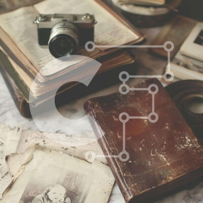 Intra Συλλεκτικό Ξύλινο Παζλ Plywood 4mm - Vintage εγκατάσταση με παλιά κάμερα, βιβλία και φωτογραφίες Σε Ξύλινο Κουτί - Διαστάσεις Puzzle: 10x10 cm – 25 κομμάτια - Image 1