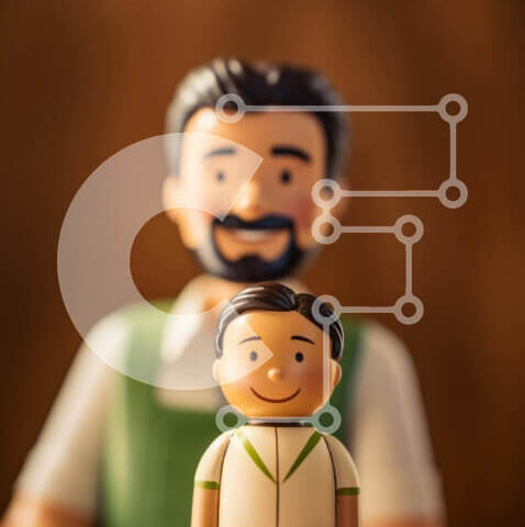 Intra Συλλεκτικό Ξύλινο Παζλ Plywood  4mm - Παιχνίδι ειδώλιο του ηλικιωμένου άνδρα και του μικρού γιου Σε Ξύλινο Κουτί - Διαστάσεις Puzzle: 10x10 cm – 25 κομμάτια - Image 1