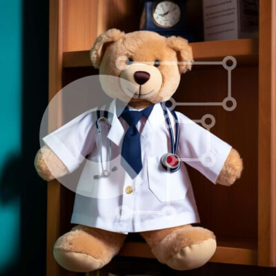 Intra Συλλεκτικό Ξύλινο Παζλ Plywood  4mm - Teddy Bear Doctor με στηθοσκόπιο Σε Ξύλινο Κουτί - Διαστάσεις Puzzle: 10x10 cm – 25 κομμάτια - Image 1