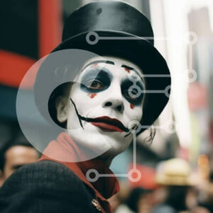 Intra Συλλεκτικό Ξύλινο Παζλ Plywood  4mm - Άνδρας ντυμένος Τζόκερ στην Urban Street Σε Ξύλινο Κουτί - Διαστάσεις Puzzle: 10x10 cm – 25 κομμάτια