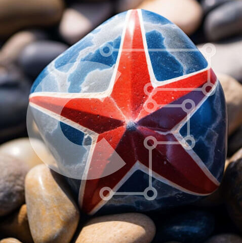 Intra Συλλεκτικό Ξύλινο Παζλ Plywood  4mm - Ροκ σε σχήμα αστεριού με βρετανική σημαία Σε Ξύλινο Κουτί - Διαστάσεις Puzzle: 10x10 cm – 25 κομμάτια - Image 1