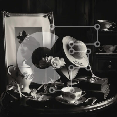 Intra Συλλεκτικό Ξύλινο Παζλ Plywood  4mm - Ηλικιωμένη γυναίκα με φλιτζάνια και τσαγιέρες Σε Ξύλινο Κουτί - Διαστάσεις Puzzle: 10x10 cm – 25 κομμάτια - Image 1