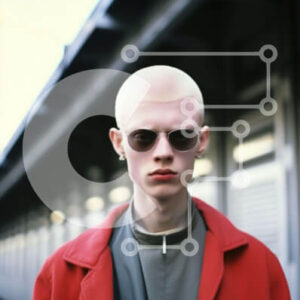 Intra Συλλεκτικό Ξύλινο Παζλ Plywood  4mm - Άνδρας με φαλακρά μαλλιά και γυαλιά ηλίου στο σιδηροδρομικό σταθμό Σε Ξύλινο Κουτί - Διαστάσεις Puzzle: 10x10 cm – 25 κομμάτια